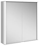 Keuco Spiegel-Schrank mit Variabler LED-Beleuchtung dimmbar, Badezimmer-Spiegelschrank, mit Aluminium-Korpus, mit 2 Türen, 65x70x16 cm Royal M