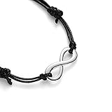 Sadingo Damenarmband Schwarz Unendlichkeit, Infinity Bracelet - Verstellbar - 1 Stück - Geschenk Frauen, Partnerarmb