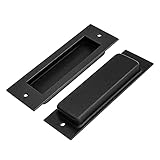 Shexton Unterputz-Scheunentorgriff, 2pcs Kohlenstoffstahl-Scheunentorgriff Schiebetür-Finger-Zug-Set Moderne einfache unsichtbare G