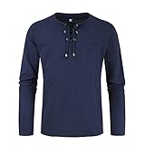 SSBZYES Herrenhemden Herren Langarmhemden Herren Schnürsenkel Baumwolle und Leinen Casual Lose Langarmhemden Herren Casual Top