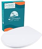 Calmwaters® Toilettendeckel mit Absenkautomatik, Made in EU, antibakterieller Klodeckel, WC Sitz, Klobrille, Toilettensitz abnehmbar, WC Brille oval, WC Deckel Duroplast weiß, Edelstahl-Befestigung