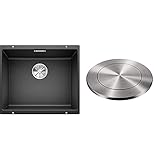 BLANCO SUBLINE 500-U – Granitspüle aus SILGRANIT für 60 cm breite Unterschränke – Unterbau – grau – 523432 & 233696 233969 PushControl Exzenter, 1 V, E