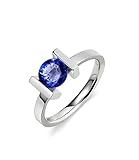 KnSam Damen Ring, Ring Damen 18K Quadrat 18 K Weißgold Verlobung Ringe Frau Mädchen Mit Tansanit Weiß G