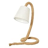 HOMCOM Tischlampe mit Hanfseilbasis und Lampenschirm aus Leinenoptik, E14 Lampensockel, Hanf, Polyester, Metall, 29,5 x 21 x 43,5