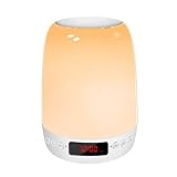 6 in 1 Nachttischlampe touch dimmbar mit Bluetooth Lautsprecher, FM Radio, Wecker digital nachtlicht, MP3 Player, mückenabweisendem Nachtlicht, 7 RGB-Farbwechsel-Stimmungslicht für erw