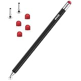 Mixoo Drehbarer 2 in 1-Stift für Touchscreens, hochempfindlicher kapazitiver Stift Kompatibel mit iPad Smartphone Huawei Samsung Microsoft Tablet mit Austauschbarer Disc&Faserspitze(Schwarz)