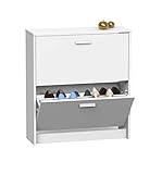 ambiato Schuhschrank Tibet 1076 Weiß Schuhkipper platzsparende Schuh Schrank Weiss 12 Paar Schuhe 82x74x25