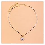 QWERBAM Kristallblaue Halskette for Frauen Aussage Accessoire Vintage Mode Neue Lange Anhänger Halsketten (Metal Color : Gold Evil Eye)