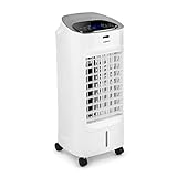 oneConcept Coolster - 4-in-1-Luftkühler: Ventilator, Ionisator, Luftbefeuchter, 60 W, Luftstrom: 320 m³/h, 3 Luftstromgeschwindigkeiten, 4 Liter Wassertank, Timer, leise, silber-weiß