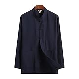 JIU Tai Chi Uniform-Shirt – Taiji Qigong Kampfsport Wing Chun Shaolin Kung Fu-Shirt, Trainingstücher, Kleidung für Senioren, Anfänger, Männer, Frauen, Arthritis (Farbe: Marineblau, Größe: 3XL)