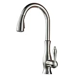 Niederdruck Küchenarmatur mit Brause Ausziehbar Messing hell goldener Küchenhahn, ziehen Sie die Küchenwanne Wasserhahn, Einzelgriff Mischbatterie, 360 Rotation Küche Dusche Wasserhahn Niederdruck W