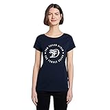 TOM TAILOR Denim Damen Basic Logo Tee T Shirt, Real Navy Blue, XL EU