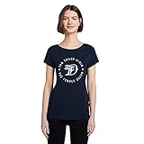 TOM TAILOR Denim Damen Basic Logo Tee Jersey T Shirt aus Bio Baumwolle, 10360 - Real Navy Blue, L EU