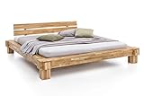 WOODLIVE DESIGN BY NATURE Massivholz-Bett Kavas aus Wildeiche, Balkenbett, massives Holzbett als Doppel- und Komfortbett verwendbar (200 x 200 cm)
