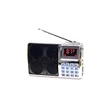 AM/FM Musik-Player unterstützt TF Card/USB/SD/ MP3-Format/FM-Radio hochsensibler Radio-Tuner wiederaufladbarer Akku großer 3W Lautsprecher Lädt 5V USB Geräte (Silber)