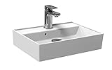 Aqua Bagno Basic | Design Waschbecken Plan | Aufsatz-Waschbecken Eckig | Gäste-WC | Waschtisch | Aufsatzbecken | Keramik | Weiß | 50 x 38 x 13