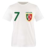 Comedy Shirts - Portugal - VORNE - 7 - Herren T-Shirt - Weiss/Grün-Rot-Gelb Gr. M