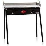 BBQ-Toro Gas Grilltisch und antihaftbeschichtete Grillplatte | 78 x 45 x 91 cm | Gusseisen Gaskocher 2 Brenner | Tischgrill für Camping, im Garten und auf der Terasse (Grilltisch mit Grillplatte)