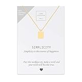 LUUK LIFESTYLE 925 Sterling Silber Halskette mit Viereck I Quadrat Anhänger und Simplicity Spruchkarte, Glücksbringer, Damen Schmuck, g