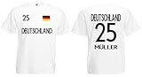 Deutschland Müller Herren T-Shirt EM 2020 Trikot Look Style Shirt Weiß XXXL