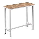 WOLTU BT33hei 1x Bartisch Bistrotisch Stehtisch Esstisch, Metallgestell, Tischplatte aus MDF, Helleiche, 100x40x100cm(BxTxH)