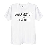 TrendySnug Tees Quarantine and Play Games Console T-Shirt, lustiges T-Shirt, für Herren, Teenager, Jungen, Unisex, Schwarz oder Weiß, 268 Gr. M, weiß