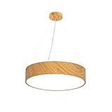 HEBXMF Nordische Holzmaserung, runde Pendelleuchte für Esszimmer, LED, Wohnzimmer, Arbeitszimmer, aus Holz, einfache Hängeleuchte, hohe Lichtdurchlässigkeit, Metall, nicht dimmbare Kronleuchter-L
