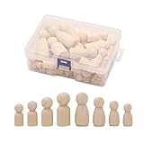 Hazrcvr Holzmännchen 50 Stück Holzfiguren Holzfiguren zum Bemalen Holzfigur Holz Spielfiguren Holzfiguren zum DIY Unvollendete Holz Familie Figuren für Bemalen Basteln Dekoration O