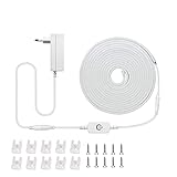 Led Strip Warmweiss,12V Dimmbare Lichtleiste Led strip Wasserdicht,Silikon Neon Streifen Mit Netzteil Und led controller Für Innen Aussenbereich Weihnachtsfeier Heim Küche Deko (Warmweiss, 5 Meter)