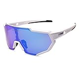 X-TIGER Radbrille Polarized Sonnenbrille Tr90 Superlight Frame mit 3 oder 5 Wechselgläsern UV400-Schutz für Herren und Damen,zum Radfahren Skifahren Autofahren Fischen Laufen Wandern Sport (Jpc06-3)