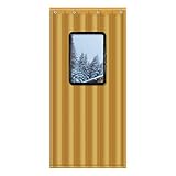 ESHHN Wärmedämmter Türvorhang verdickter Baumwoll-Windschutzscheiben-Türabdeckung PU-Leder mit transparentem Fenster für Wohnzimmer und Küche Yellow-XL