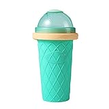 OMKMNOE Slushy Ice Maker Cup, Slush Ice Becher Slushy Maker Maschine Freeze Drinks Double Layer Cup Für Kinder Dunkle DIY-Smoothie,Grü