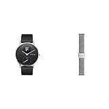 Withings Steel HR Hybrid Smartwatch - Fitnessuhr mit Herzfrequenz und Aktivitätsmessung, 36mm - Schwarz001, Schwarz Silikonarmband & Mailänder Armband, Silb