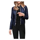 Sonojie Damen Leder PU Jacke Bikerjacke Jacke Herbst Winter, PU Lederjacke Kunstlederjacke mit Schrägem Reißverschluss Kurze Jacke Pilotenjacke Parka Winter Mantel Top Outw