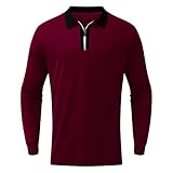 Herren Poloshirt Quartal Zipper Langarmshirt Einfarbig Polohemd Freizeit Basic Golf Oberteile mit Kentkragen Blouson Klassische S