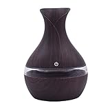 Rosennie Luft Aroma Ätherisches Öl Diffuser LED Ultraschall Aroma Holzmaserung Aromatherapie Maschine Luftbefeuchter Tragbarer Elektrische Luftreiniger aus Holz für zuhause, Yoga, Büro, SPA (Braun A)