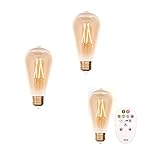 LUTEC 3X IDual Set LED-Filament Leuchtmittel ST64/E27 / so hell wie 60 Watt, 9 W, Amber, 3 Stück (1er Pack)