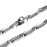 Bishilin Edelstahl Halskette Herren 45CM, 4MM Gliederkette Freundschaftskette Silber Kette Bik