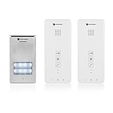 Smartwares DIC-21122 Gegensprechanlage – 2-Wege-Kommunikation – Einfache 2-Draht-Installation – 52 Melodien – Beleuchteter Klingelknopf – Wasserdichte Außeneinheit - Set für 2 Wohnung