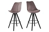 Eine Marke von Amazon - Movian Arendsee - Set mit 2 Barhockern, 55 x 48,5 x 111,5 cm, Blassrosa Stoff, schwarz lackierte Beine aus Kautschukholz, Fußstütze aus schwarzem M