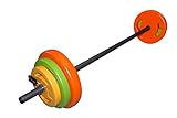 Tunturi Hantelset für Aerobic, Pump Set 20 kg, Langhantelset mit 5 kg 2,5 kg 1,5 kg und 2 kg-Stange, buntes Langhantel S