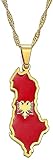 Halskette Frauen Halskette Männer Halskette von Albanien und Adlerflagge Anhänger Halsketten für Frauen mich libanesischen Schmuck 60cm feine Kette Geschenk Mädchen jungen Halsk