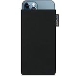 Adore June Classic Schwarz Tasche kompatibel mit iPhone 13 / iPhone 13 Pro/iPhone 12 / iPhone 12 Pro Handytasche aus widerstandsfähigem Cordura Stoff mit Display Reinigungs-Effekt, Made in Europ