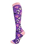 Halloween-Sportsocken für Damen und Herren, lustige Schädel-/Eulenmuster, Kompressionsstrümpfe für den Außenbereich, Radsport, Violett/Rosa_L-XL, O