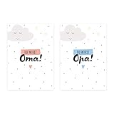 Him & I® - Du wirst Oma, Du wirst Opa Postkarten Set - Schwangerschaftskarten zur Baby Ankündigung - Maße: 16,5 cm x 11,5