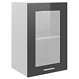 vidaXL Küchenschrank 2 Regalböden Hängeschrank Küche Schrank Einbauküche Küchenzeile Küchenmöbel Oberschrank Hochglanz-Grau 40x31x60cm Spanp