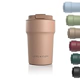 LARS NYSØM Thermo Kaffeebecher-to-go 380ml | BPA-freier Travel Mug 0.38 Liter mit Isolierung | Auslaufsicherer Edelstahl Thermobecher für Kaffee und Tee unterwegs | Teeb