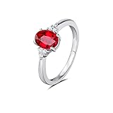 FANCIME Rot Rubin Ringe aus 925 Sterling Silber mit Juli Geburtsstein Rubin Solitaire Ehering Verlobungsring Hochzeit Ring Schmuck Geschenk für Frauen Mädchen - Größe 57 (18.1)