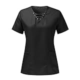 WENZHOU Kasacks Damen Pflege Schlupfkasack Schlupfjacke Uniformen Nurse Schlupfhemd für Medizin und Pflege OP-Kleidung mit Taschen Kurzarm V-Ausschnitt Krankenschwester Kleidung