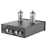 Yunseity Röhrenvorverstärker, DC12V/1A Elektronenröhre HiFi Vorverstärker, Mini Hi-Fi Stereo Vorverstärker, für Aktivlautsprecher,(Europäische Vorschriften)